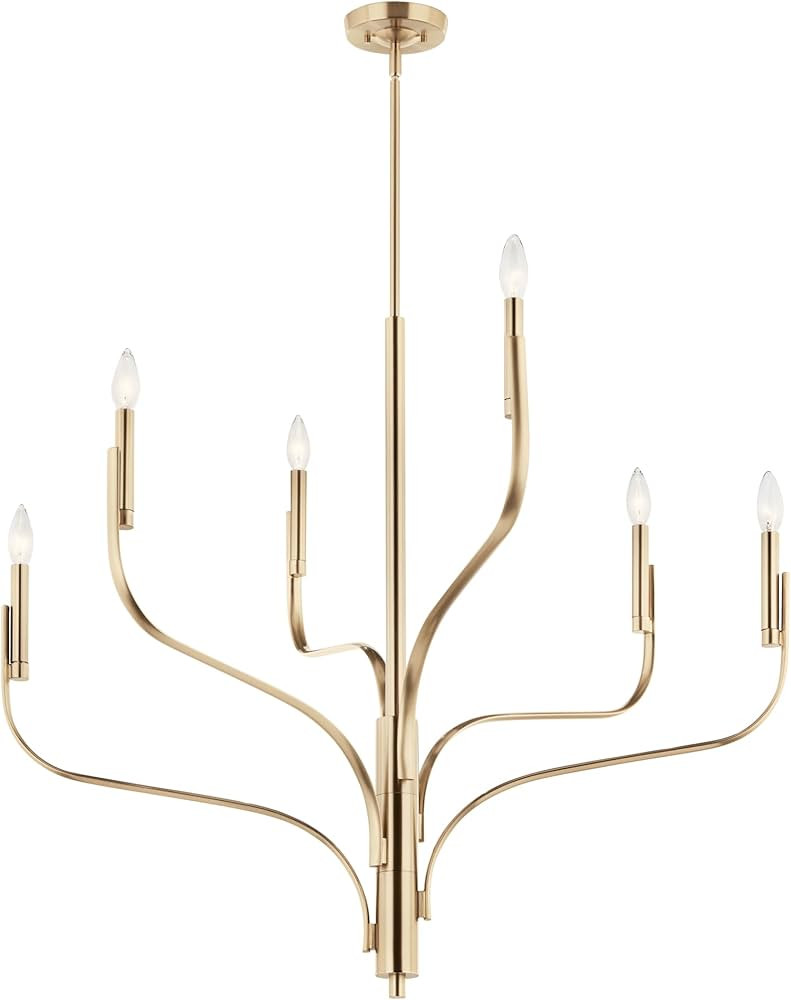 KICHLER Livadia 6-Light Chandelier, Soft Modern-Light in Champagne Bronze, for Foyer, Great Room,... | Amazon (US)