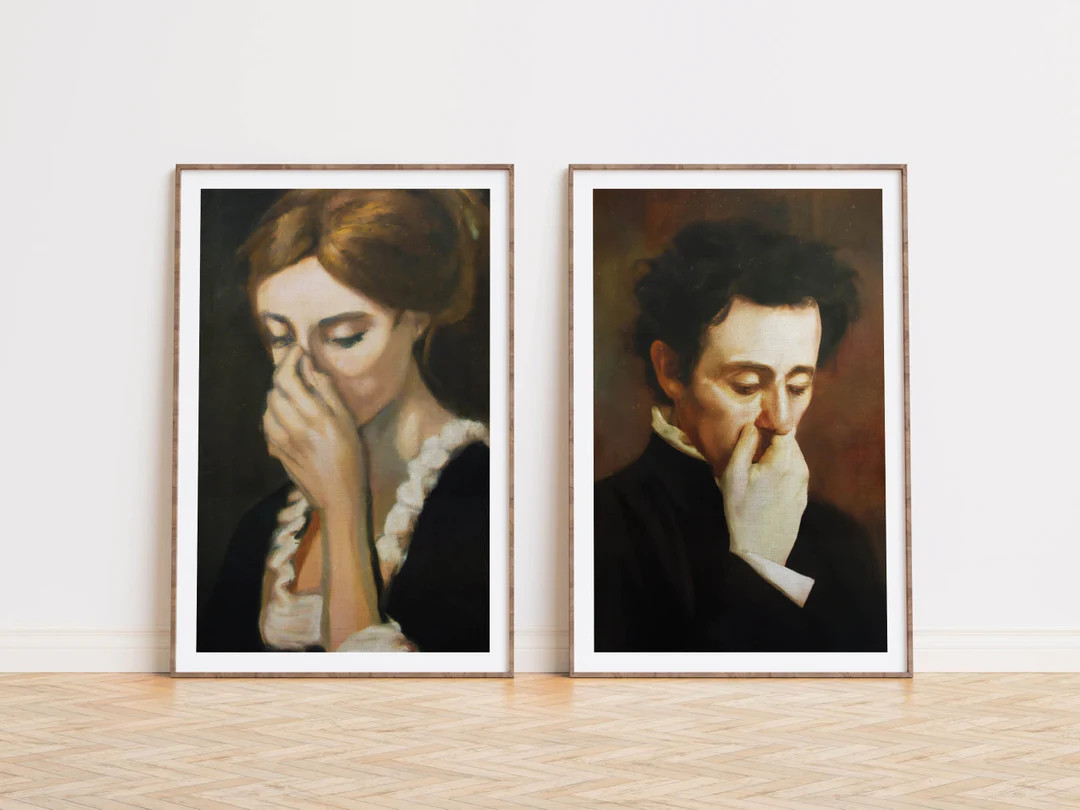 Funny Bathroom Wall Art Hers His Bathroom Bundle Set of 2 Classical Painting Vintage Style Poster... | Etsy (US)