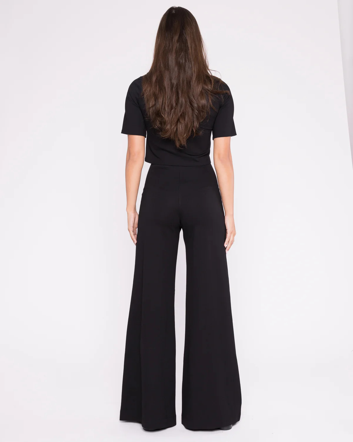 Black Ponte Knit Wide Leg Pant | Ripley Rader