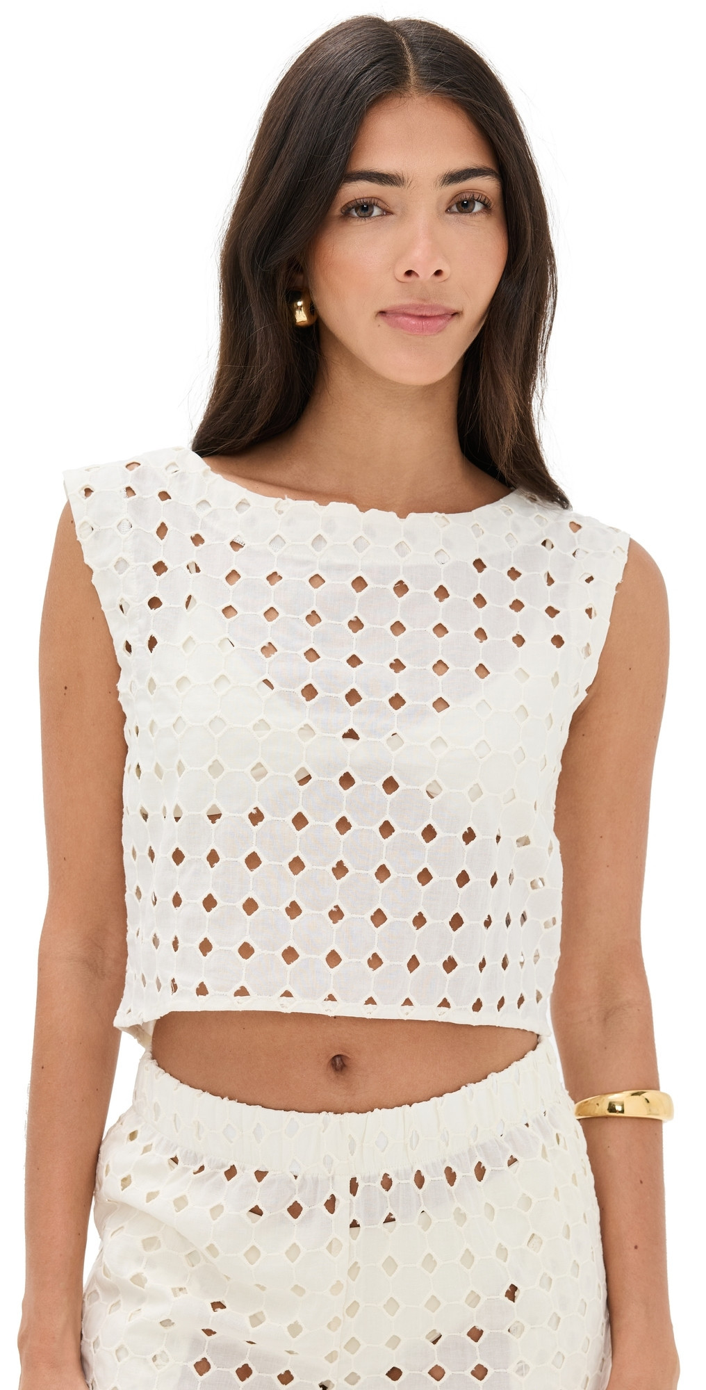 LE BOP Eyelet Odette Top Ivory L | Shopbop