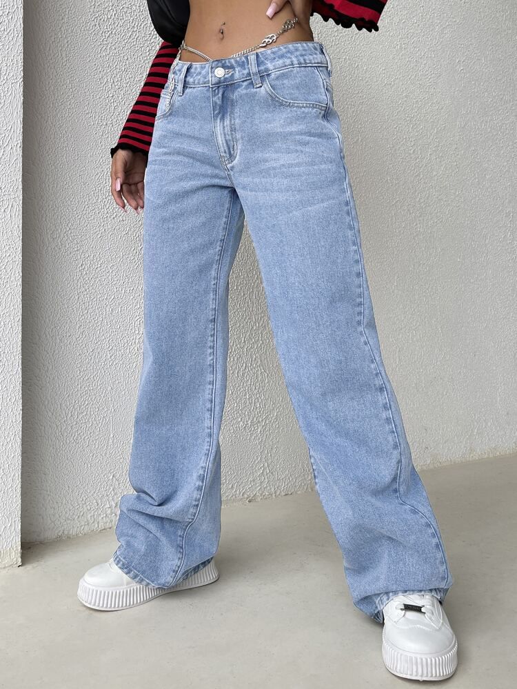 $25.99        
    (1000+)
        
      SHEIN EZwear Chain Detail Wide Leg Jeans
       
      ... | SHEIN