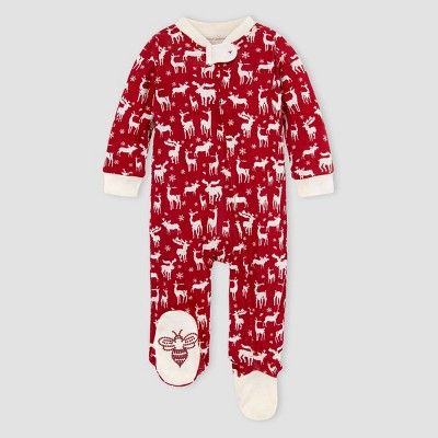 Burt's Bees Baby® Baby Boys' Organic Cotton 'Stags in the Snow' Sleep N' Play - Pink | Target