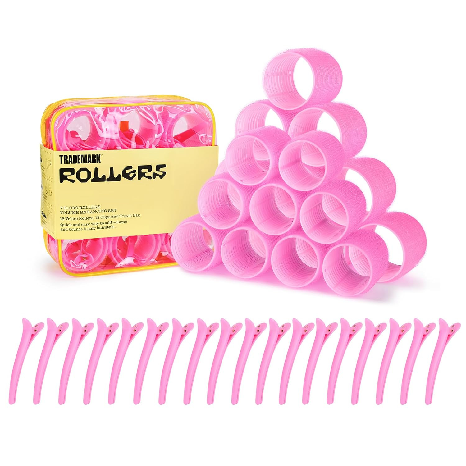 Trademark Beauty Large Self-Grip Hair Rollers Set – 37-Piece Kit with Rollers, Clips & Travel C... | Amazon (US)