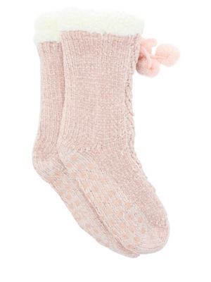 Chenille Cable-Knit Sherpa Slipper Socks | The Bay