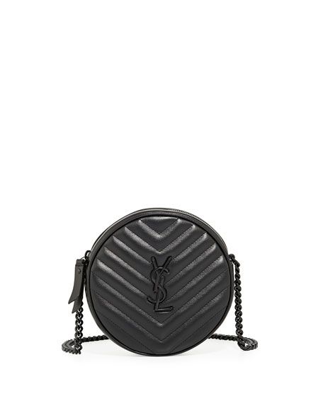 Jade YSL Round Quilted Grain de Poudre Crossbody Bag | Neiman Marcus