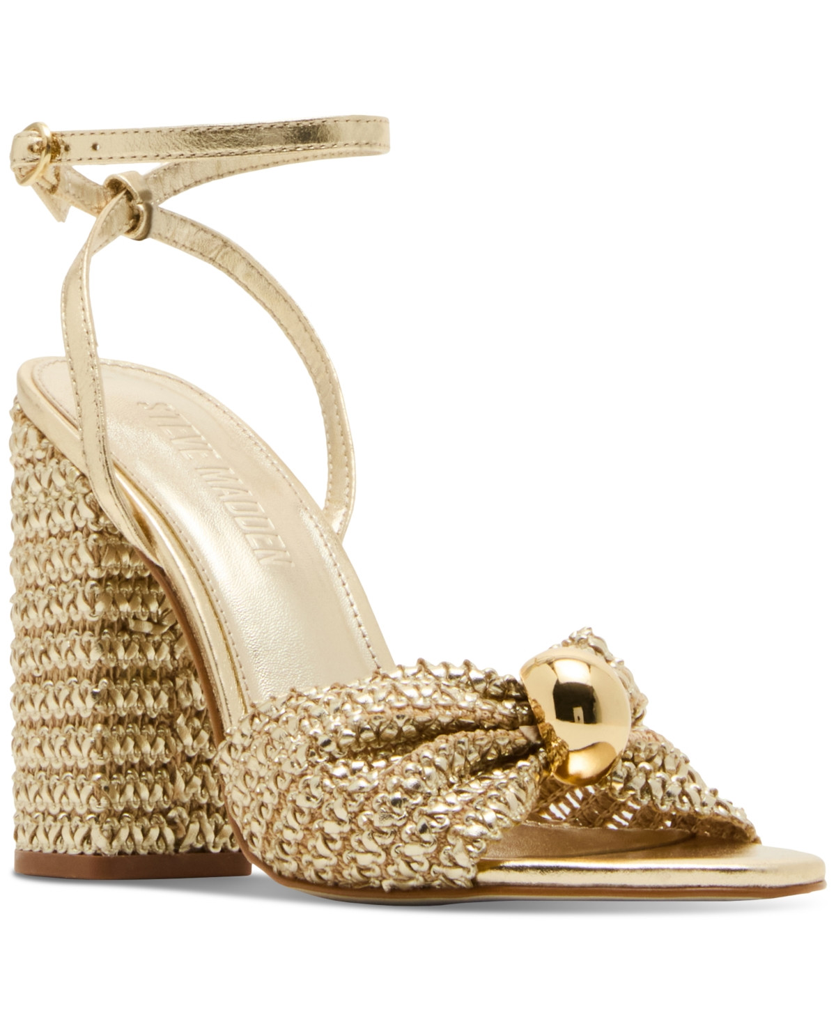 Steve Madden Women's Cheyla Knotted Two-Piece Dress Sandals - Gold Metallic | Macy's