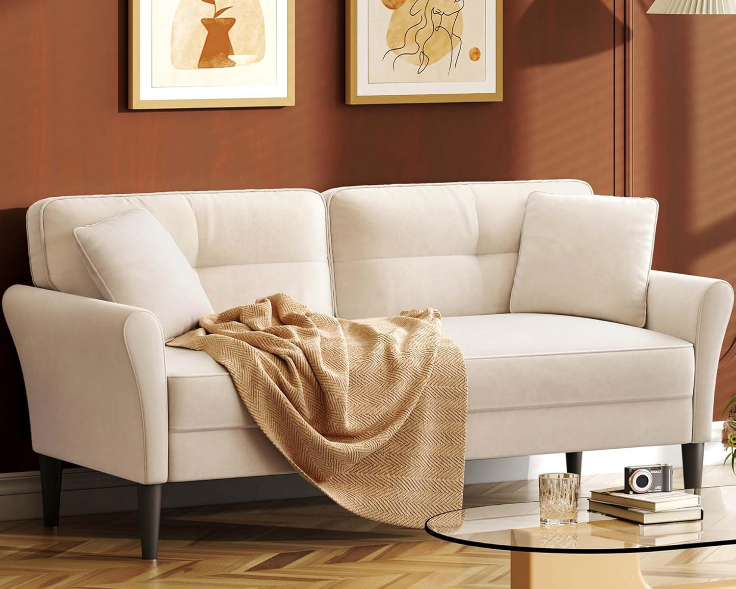 69" White Couch, Loveseat Sofa, Couches for Living Room, Comfy Sofas for Living Room 3min No Tool... | Amazon (US)