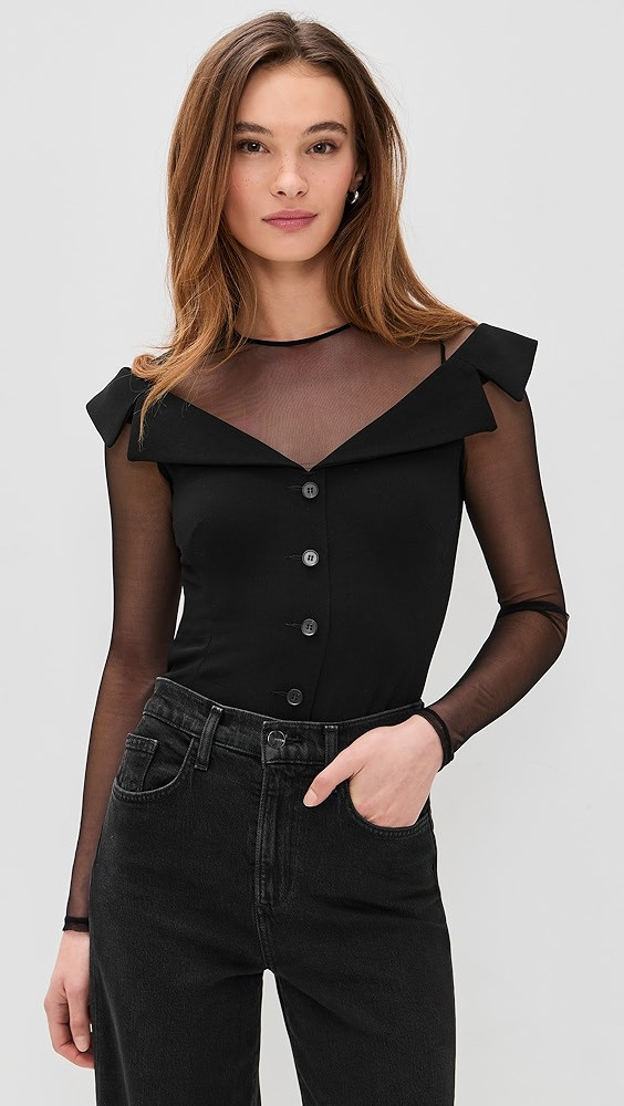 Off Shoulder Blazer Thong Bodysuit | Shopbop