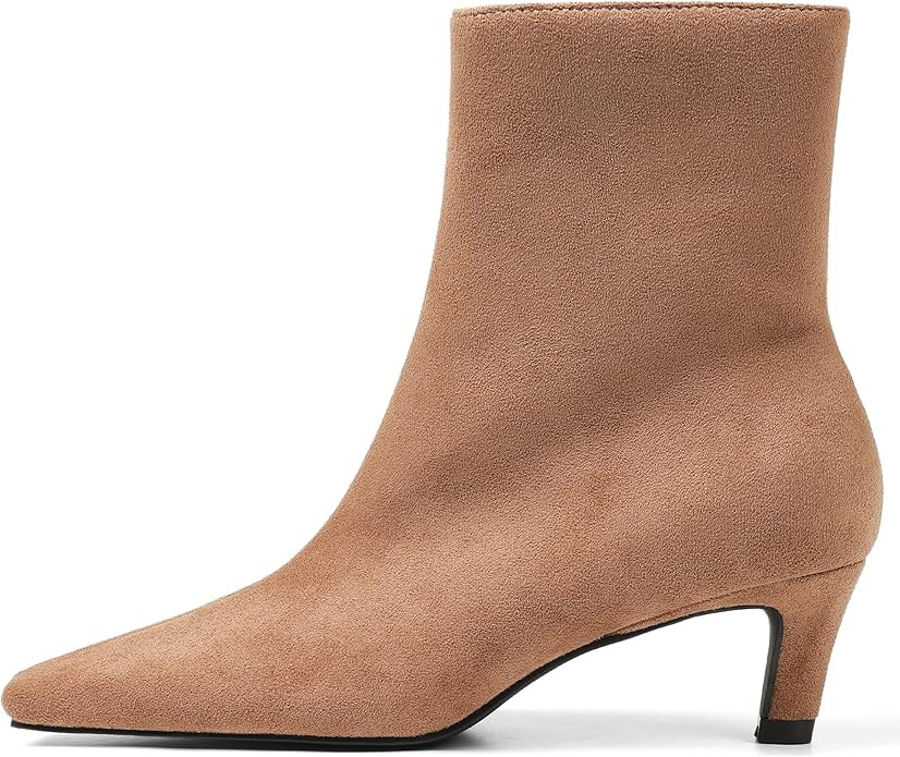 Mattiventon Fall Boots for Women Square Toe Kitten Heels Faux Suede Short Low Heel Dressy Ankle B... | Amazon (US)