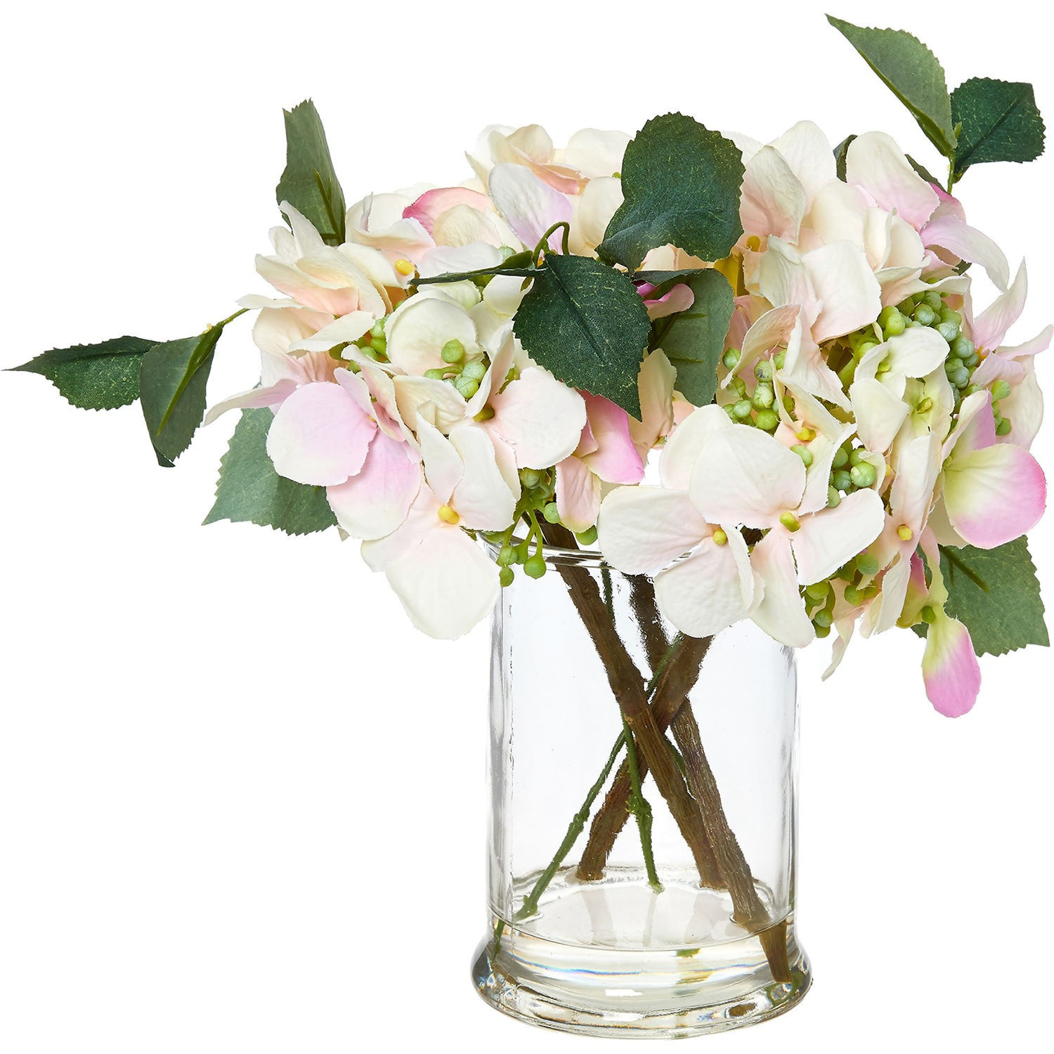 Ivory & Pink Artificial Hydrangea Vase 25x10cm | TK Maxx