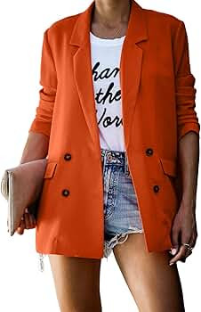 kenoce Womens Casual Basic Work Office Blazer Elegant Long Sleeve Open Front Cardigan Jacket | Amazon (US)