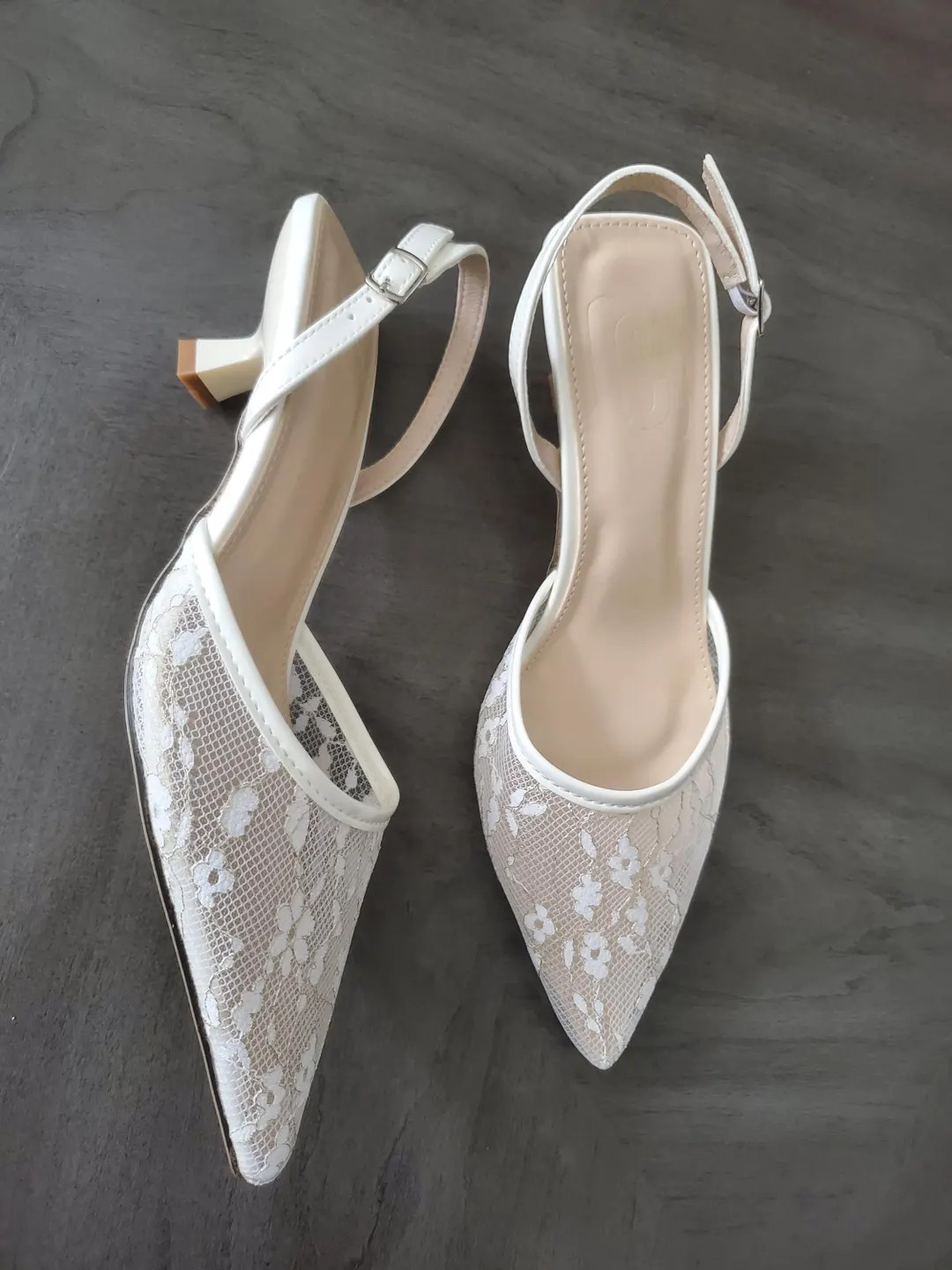 Ivory Lace Slingback Heels | Elegant Wedding Shoes for Bride | Formal Occasions Pumps | Bridal He... | Etsy (US)