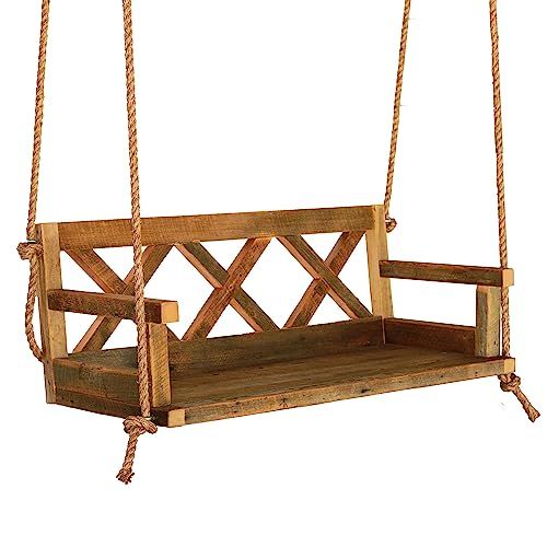 Porch Swing Made with Reclaimed Wood, Farmhouse Patio Swing | Amazon (US)