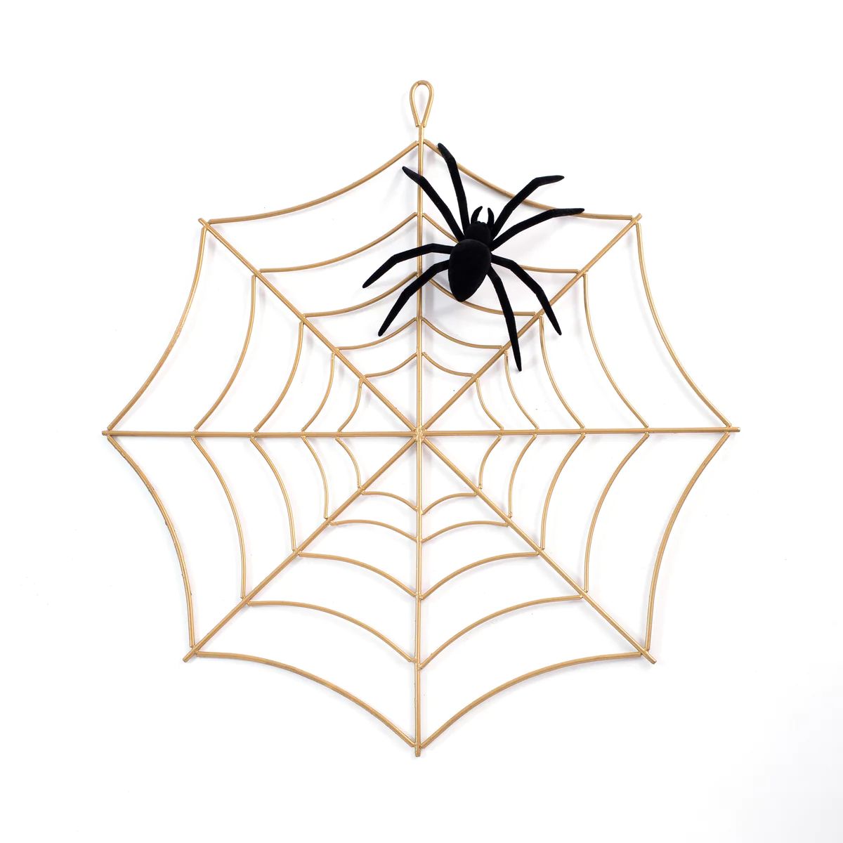 Gold Metal Cobweb Halloween Spider Web Fall Decor Hanger | Darby Creek Trading
