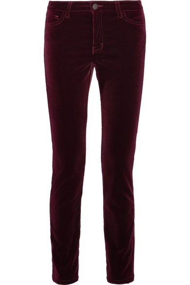 Maje - Velvet Slim-leg Pants - Burgundy | NET-A-PORTER (UK & EU)