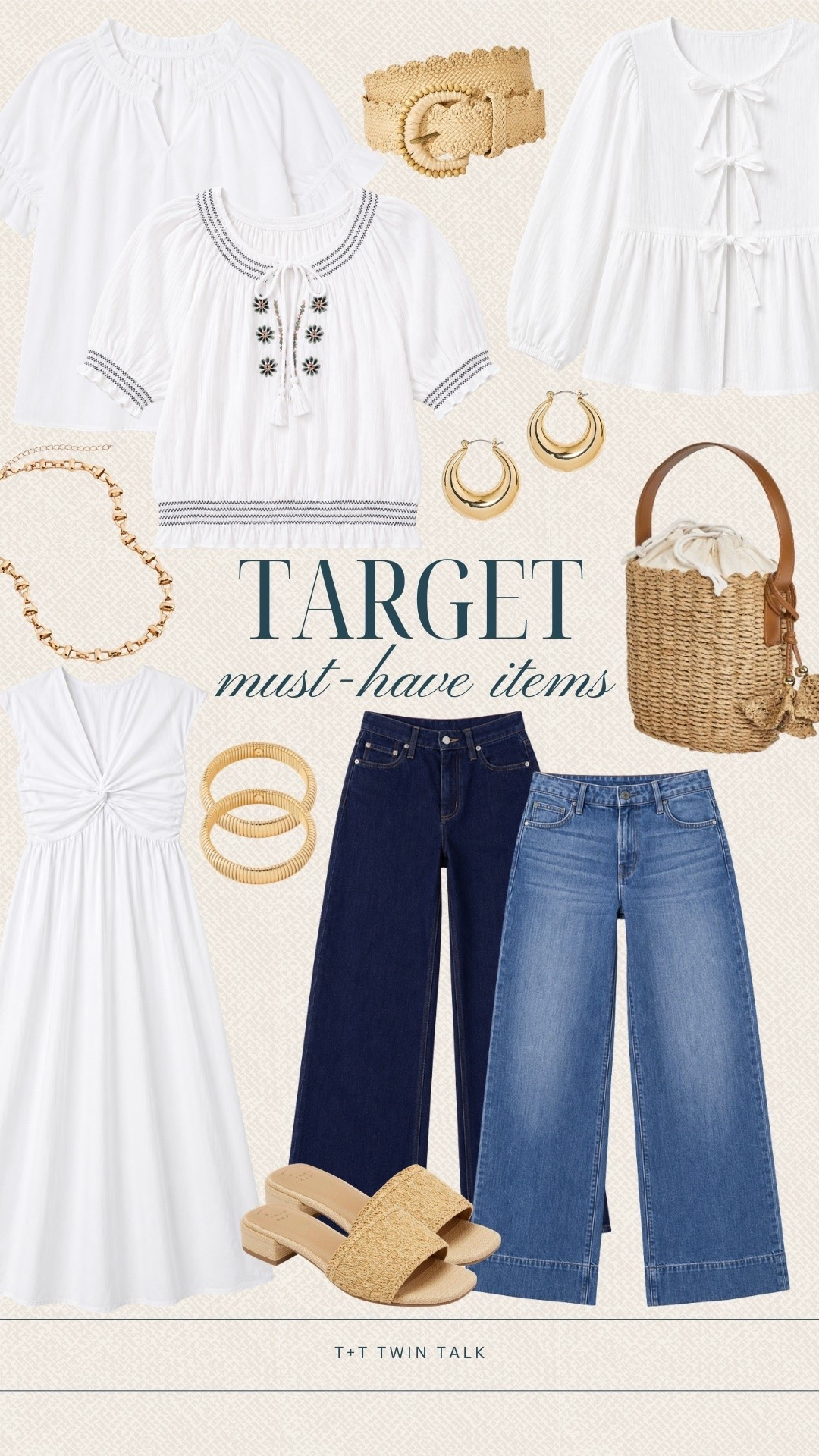 We're loving the mix of classic basics and woven accessories from Target. The white blouses, wide-leg denim, and simple dress make getting dressed easy without feeling boring. Everything in this collection works together for so many outfit combinations.

#LTKSeasonal #LTKOver40 #LTKMidsize