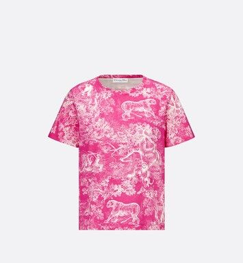 Dioriviera T-Shirt Bright Pink Toile de Jouy Reverse Cotton Jersey and Linen | DIOR | Dior Beauty (US)