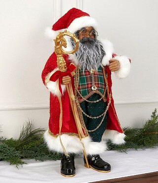 Christmas Magic Collection 24" Plaid Vest African American Santa Figurine | Dillard's