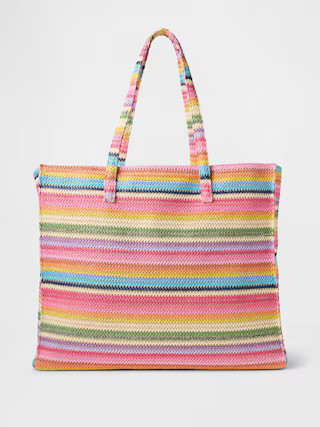 Rainbow Straw Tote Bag | Gap (US)