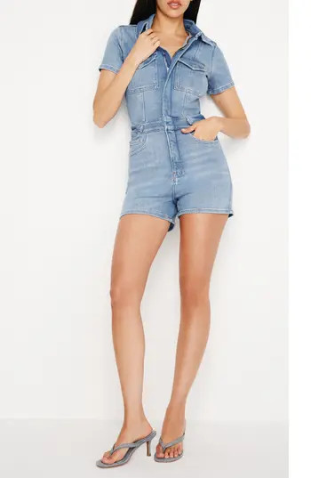 Good American Fit for Success Denim Romper in Blue274 at Nordstrom Rack, Size Large | Nordstrom Rack