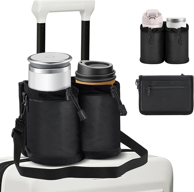 Luggage Cup Holder for Suitcases Free Hands, Travel Accessories, Adjustable for Different Sizes o... | Amazon (US)