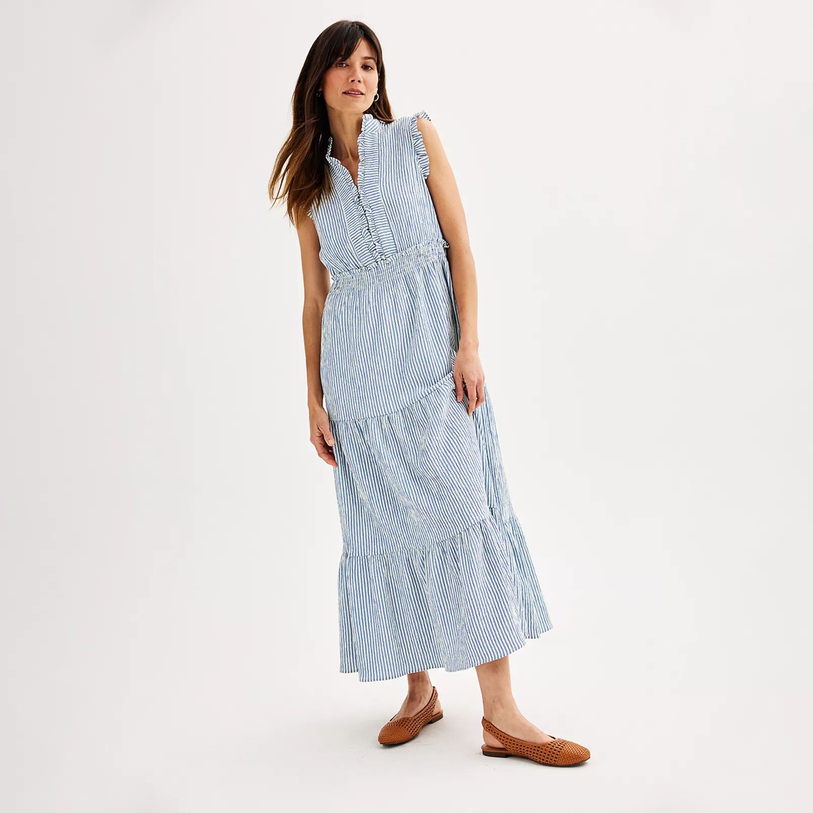 Women's London Times Smocked Waist Tiered Skirt Maxi Dress | Kohl's