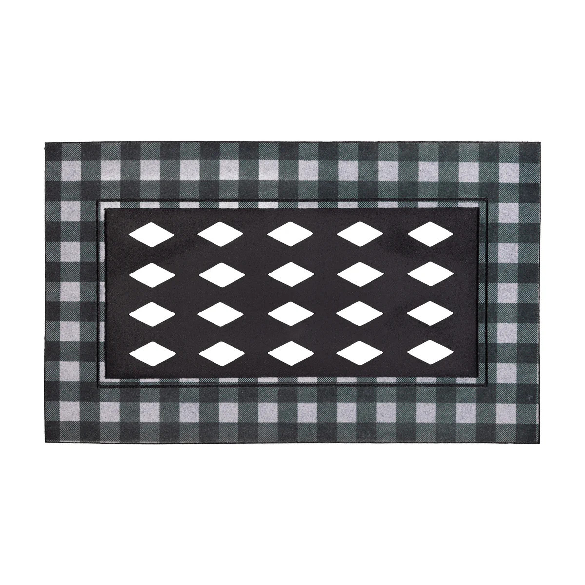 Green and White Buffalo Check Flocked Sassafras Mat Tray | My Evergreen