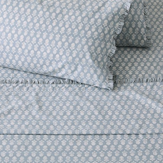 Rhode Thistle Queen Sheet Set, Mist Blue | West Elm (US)