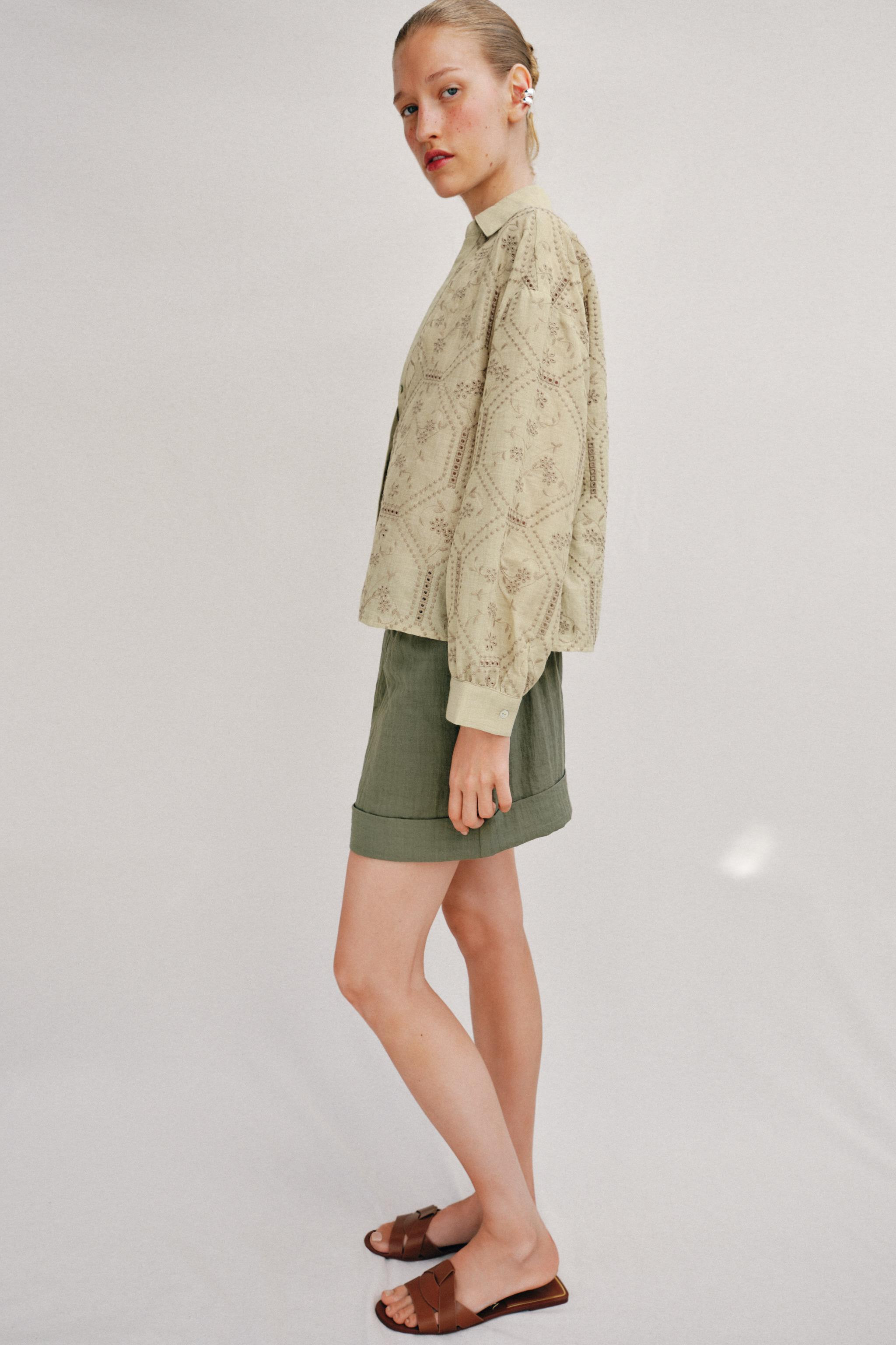 EMBROIDERED EYELET SHIRT | Zara US