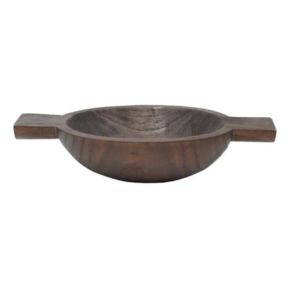 Natural Wood Bowl With Handle, 12", Brown, sold by At Home | At Home