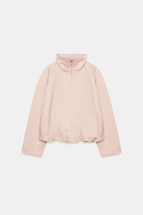 ZARA WOMAN COLLECTIONJacket crafted from a 20% linen blend. Featuring a high neck and long sleeve... | Zara US