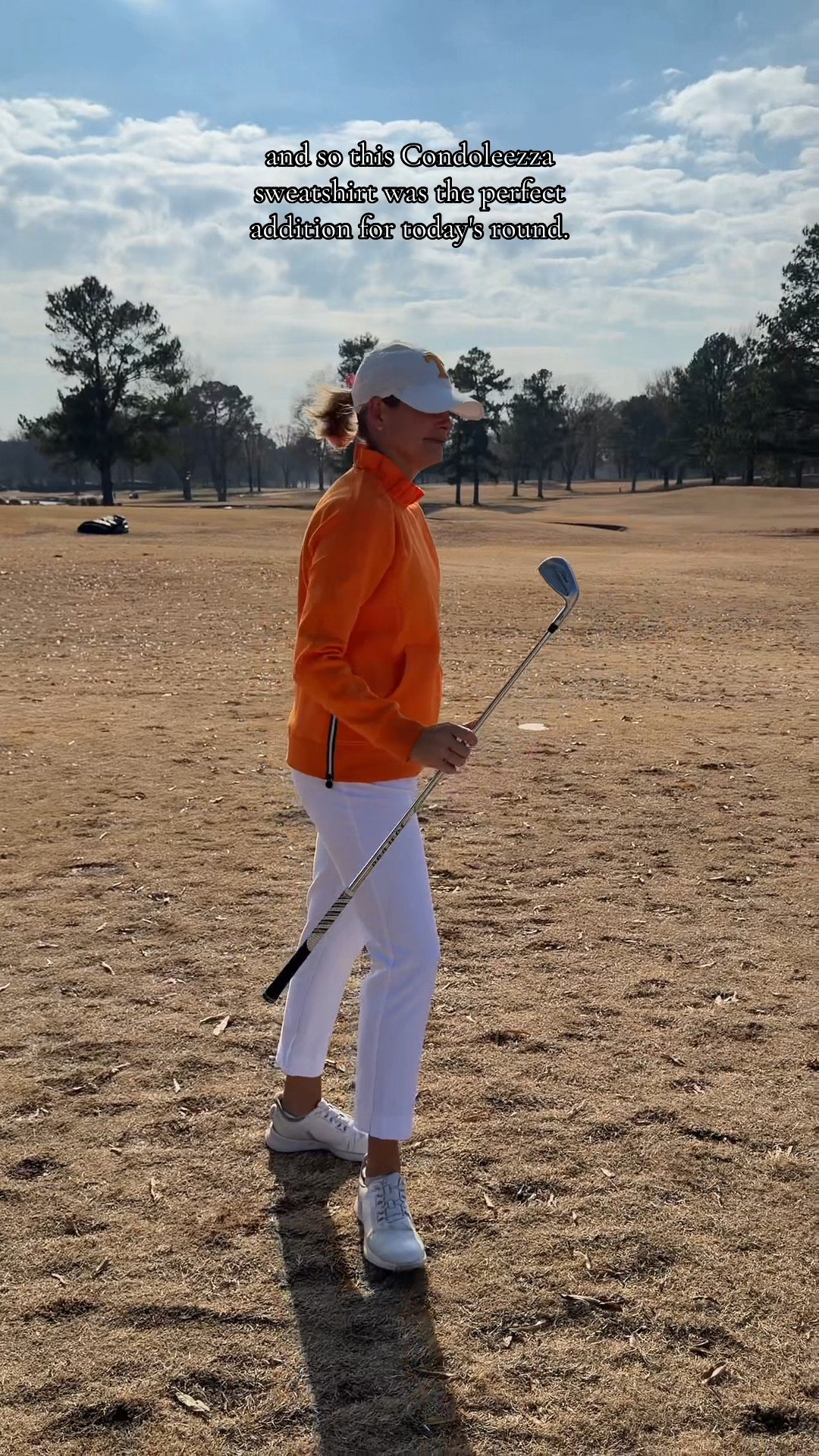 Or she pullover ruffle neck active top (I go up one size to a large)
White elastic waistband cropped golf pants TTS

#LTKTravel #LTKMidsize #LTKActive