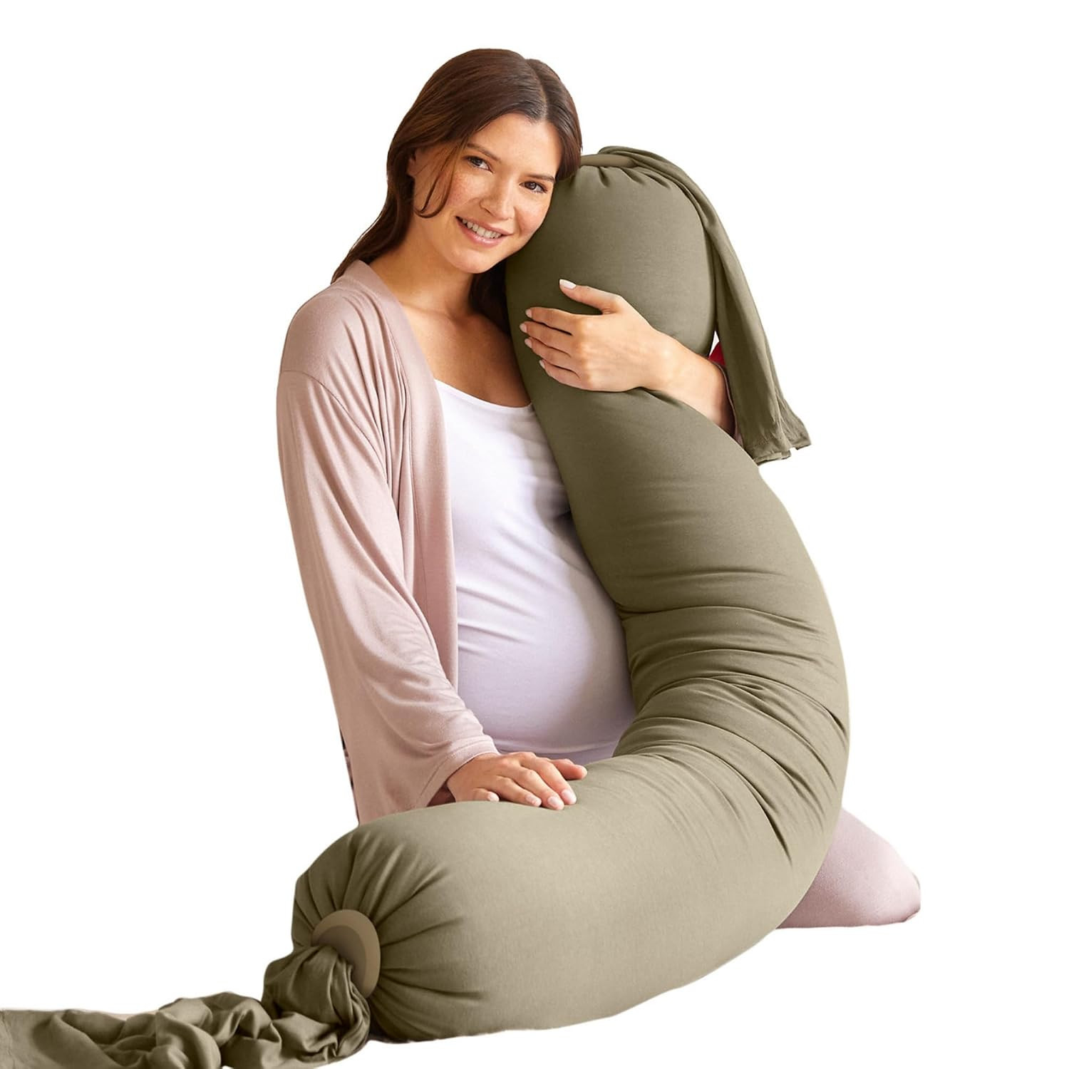 bbhugme Pregnancy Pillow, Dusty Olive - Adjustable Firmness & Shape | Amazon (US)