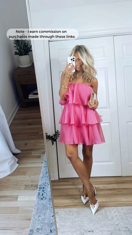 This pink dress would be the perfect Galentine’s Day dress or Valentine’s Day dress! (Wearing a medium tall in the dress)