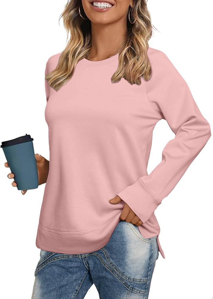 Glamaker Womens Long Sleeve Sweatshirt Casual Crewneck Sweatshirts Loose Fit Pullover Tops | Amazon (US)