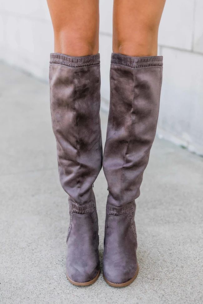 The Verona Dark Taupe Knee High Boots | The Pink Lily Boutique
