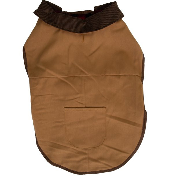 Vibrant Life Brown Twill Pet Jacket With Corduroy Collar And Buffalo Plaid Fleece Lining, For Dog... | Walmart (US)