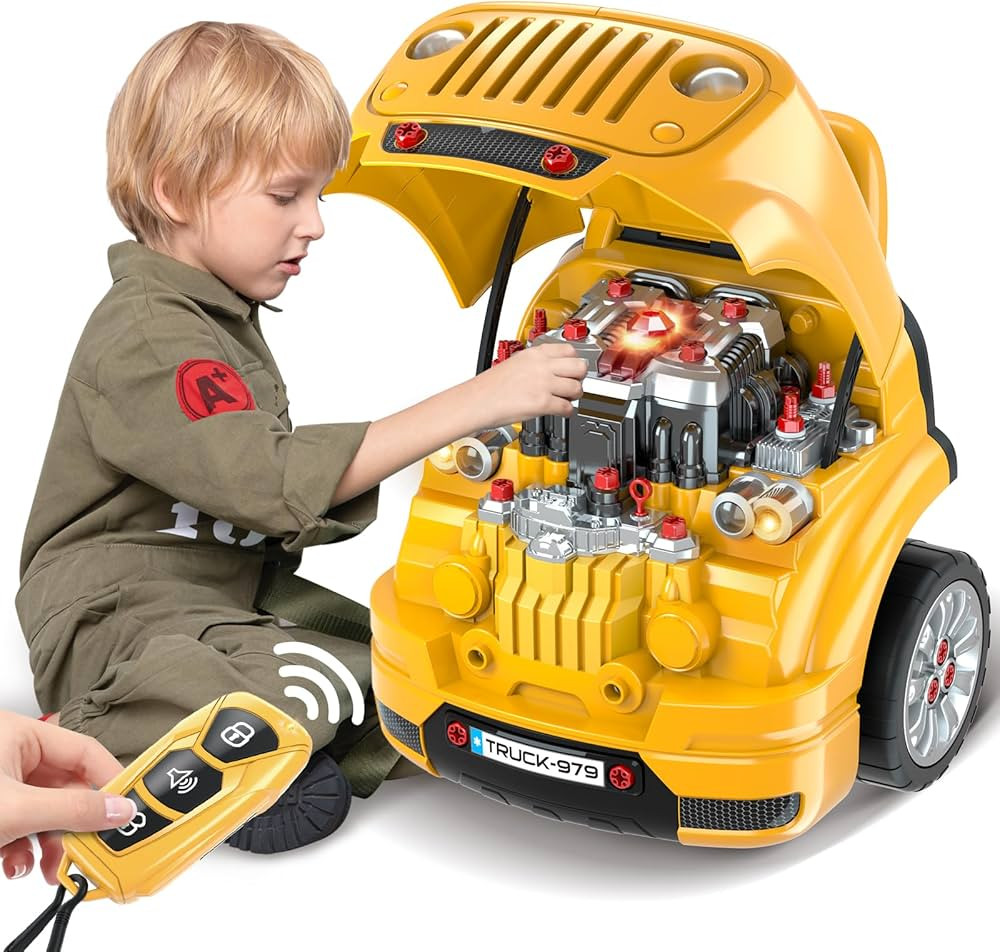 Toys for 3 4 5 6 7 8 years Old Boys, Large Truck Engine , Mechanic Repair Set for Kids, Big Truck... | Amazon (US)