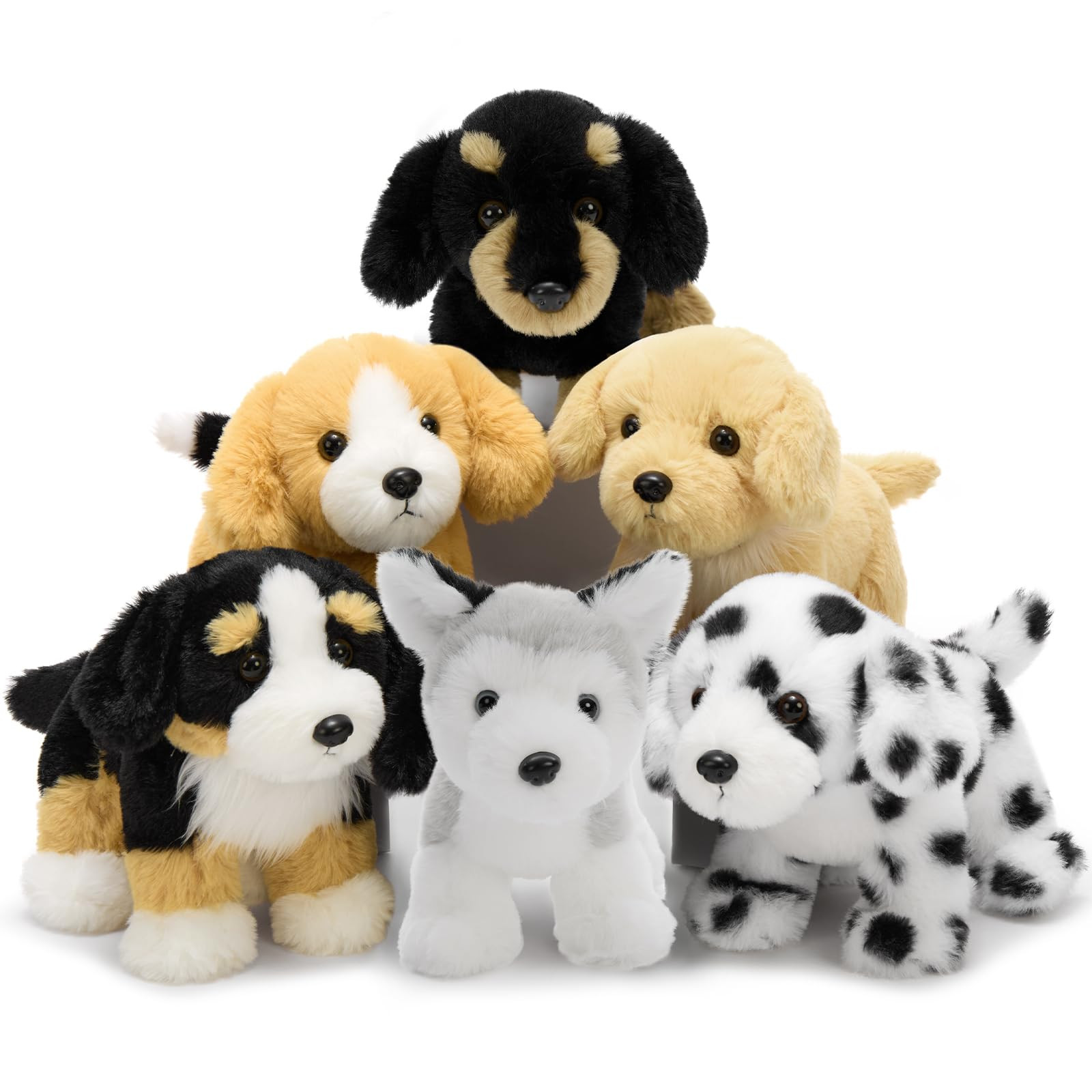 Tezituor 6 Pcs Bulk Stuffed Animals, 11" Fluffy Assorted Stuffed Puppy Plush Toys for Kids, Dog D... | Amazon (US)