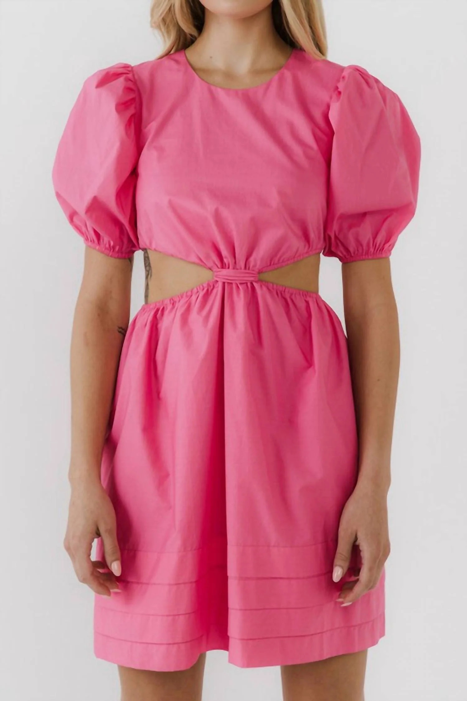 Pleats With Cut-Out Mini Dress In Pink | Shop Simon