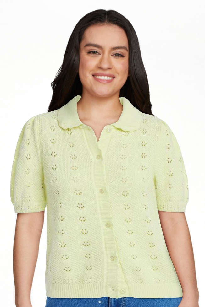 Free Assembly Women's and Women's Plus Cotton Pointelle Cardigan Sweater with Short Sleeves, Ligh... | Walmart (US)