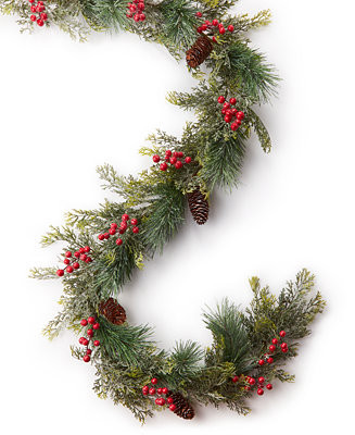Holiday Lane Garland Green with Red Berries and Pinecone Garland, Created for Macy's - Macy's | Macy's