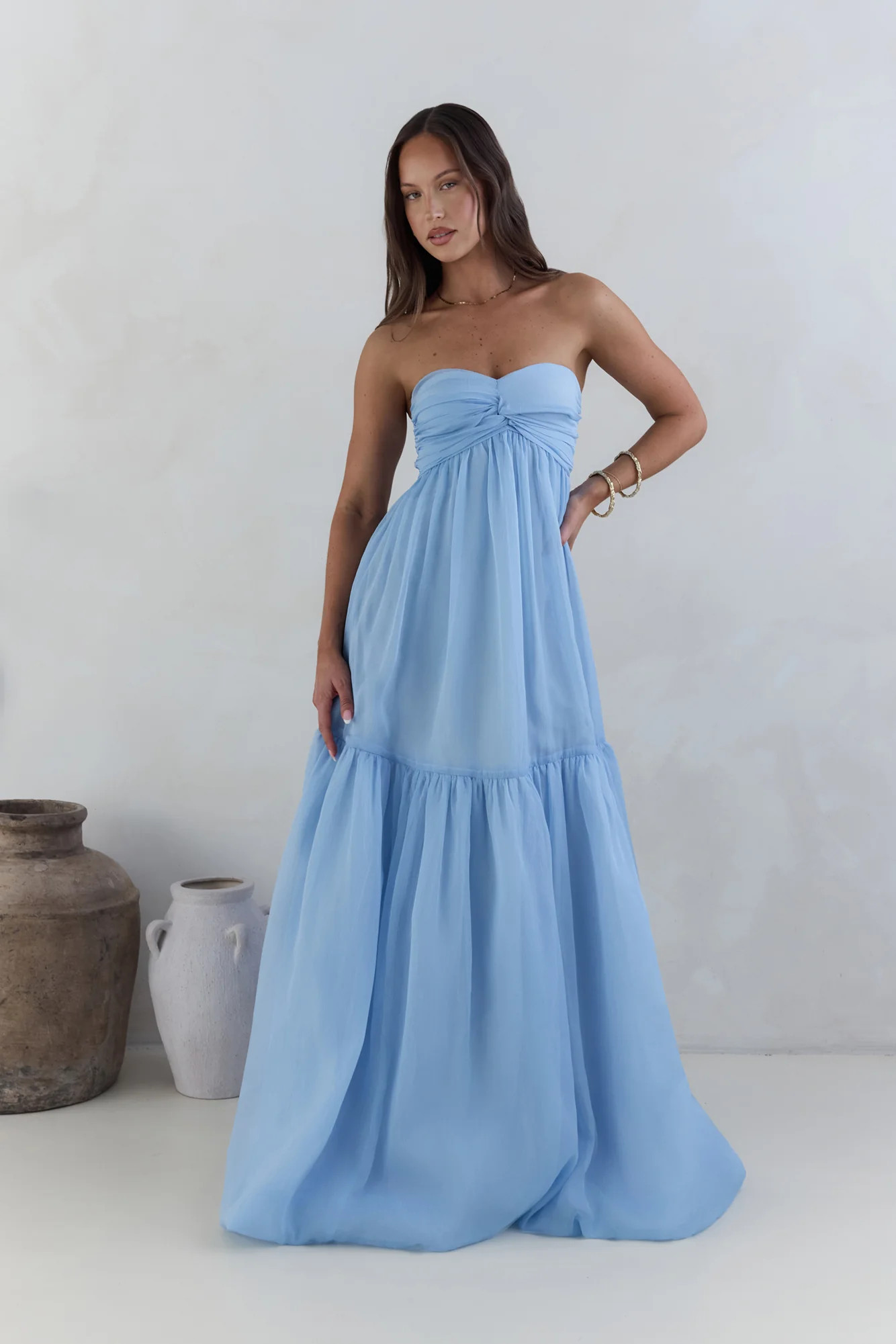 Unforgettable Style Strapless Maxi Dress Blue | Fortunate One