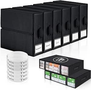 MLGOGO Bed Sheet Organizer 8 Pcs. Set (6+2) Foldable Linen Closet Storage Containers for King/Que... | Amazon (US)