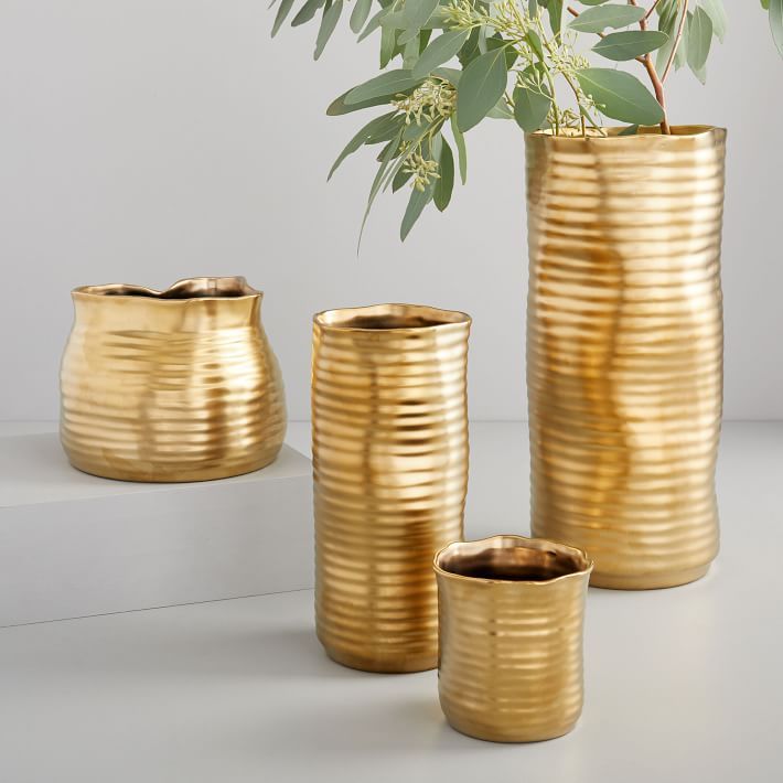 Molten Brass Vases | West Elm (US)