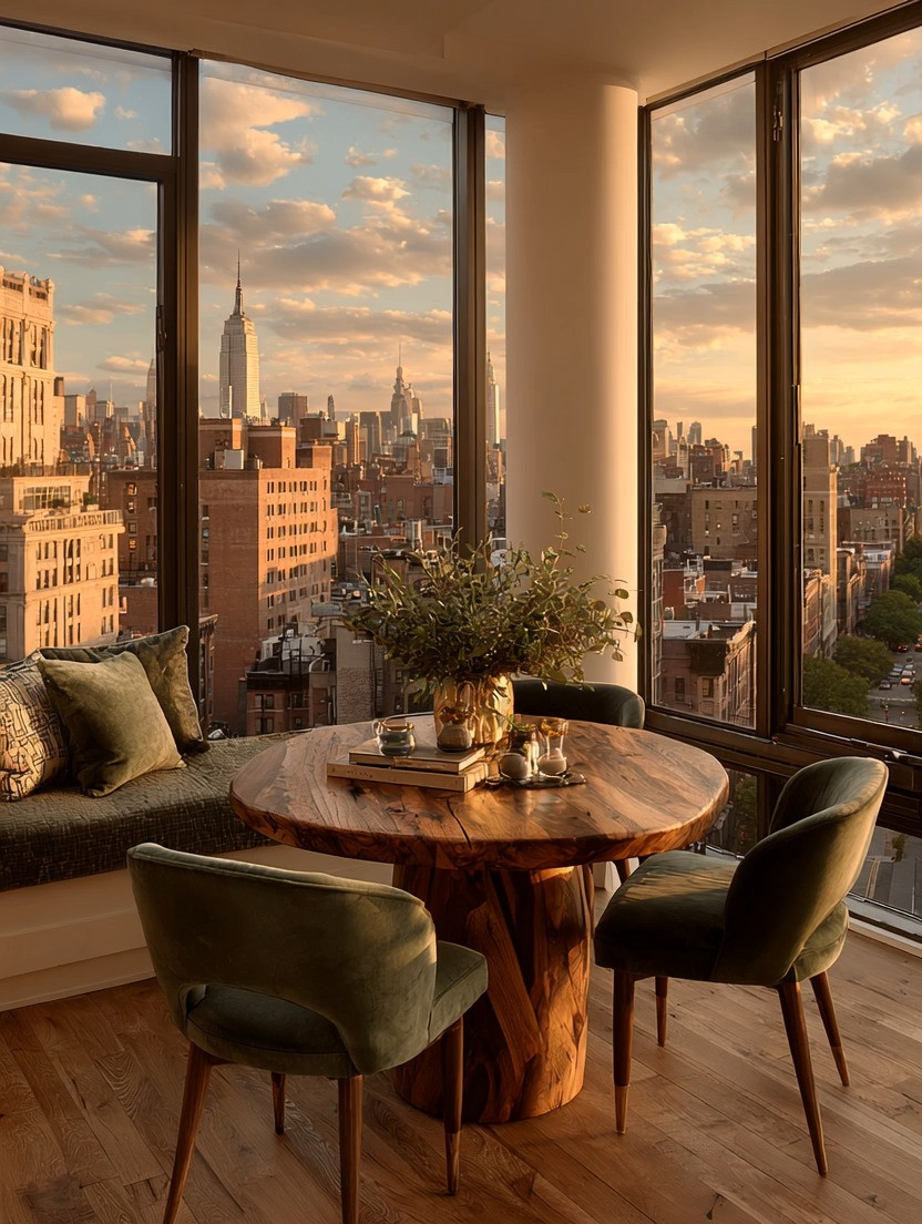 Have a beautiful view? Make the most of it with a simple round dining table.

Whether you overlook a city skyline, a quiet neighborhood, a lake, mountains, or simply enjoy beautiful morning sunshine, create a space that invites you to slow down and enjoy it.

A round natural wood dining table brings warmth and encourages conversation, while eliminating sharp corners and creating a softer, more welcoming atmosphere.

Pair it with gorgeous sage green velvet dining chairs.

Sage green continues to be one of the most loved colors in modern homes because it brings the calmness of nature indoors. Combined with natural wood, it creates a harmonious balance that's elegant, timeless, and effortlessly relaxing.

This is the kind of space where mornings begin with coffee, afternoons become productive work sessions, and evenings end with meaningful conversations.

We've linked our favorite round dining tables and sage green velvet dining chairs so you can recreate this beautiful look.

Elegance is about taste, not about square footage.

#DiningRoomDecor #RoundDiningTable #SageGreenDecor #LTKHome 

 #LTKHome