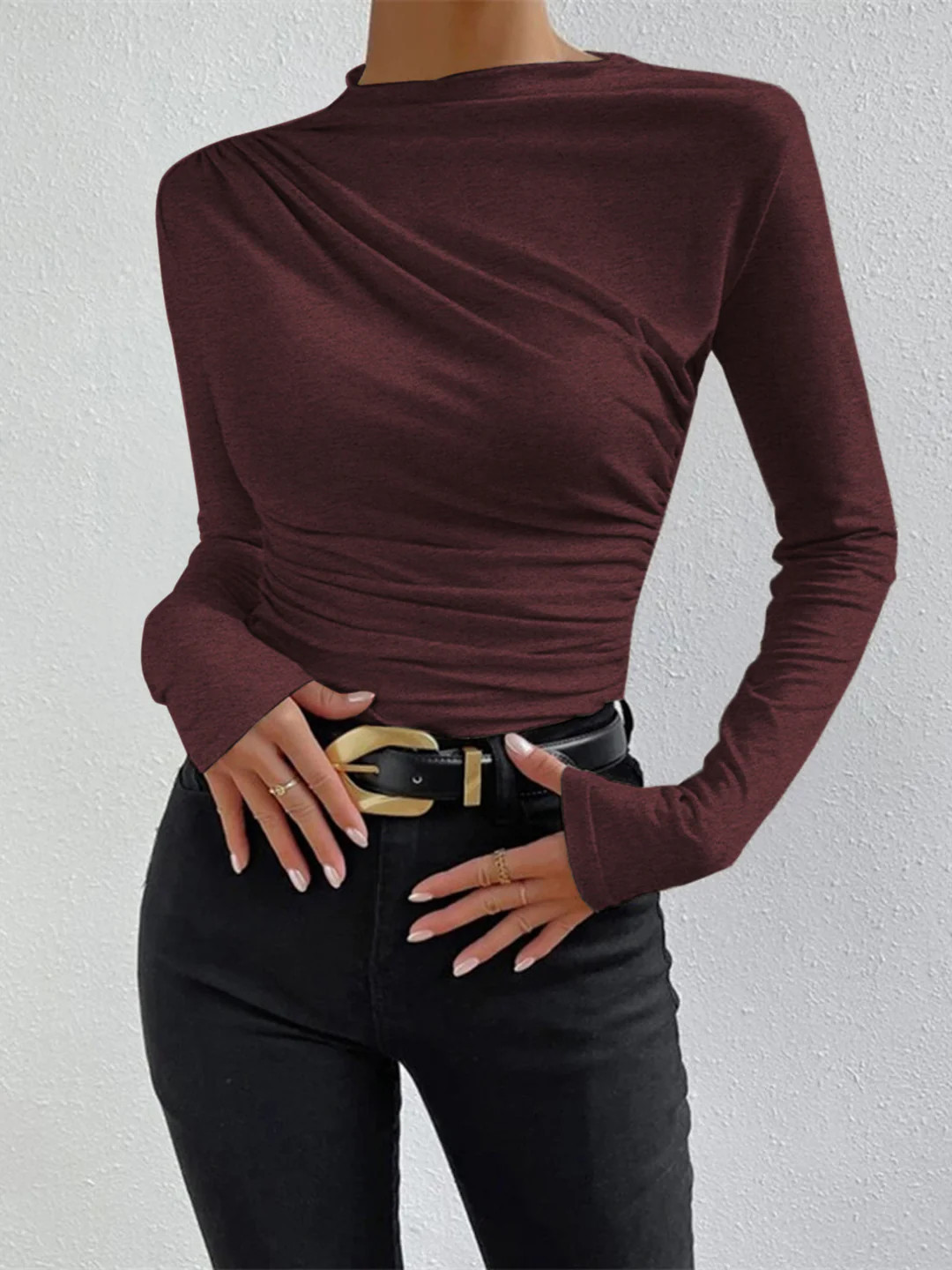 Ruching Long Sleeve Shirt | Commense