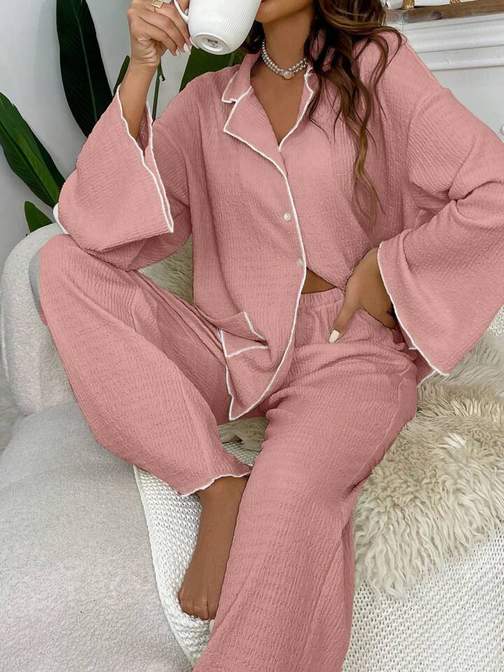 Contrast Binding Lounge Set | SHEIN