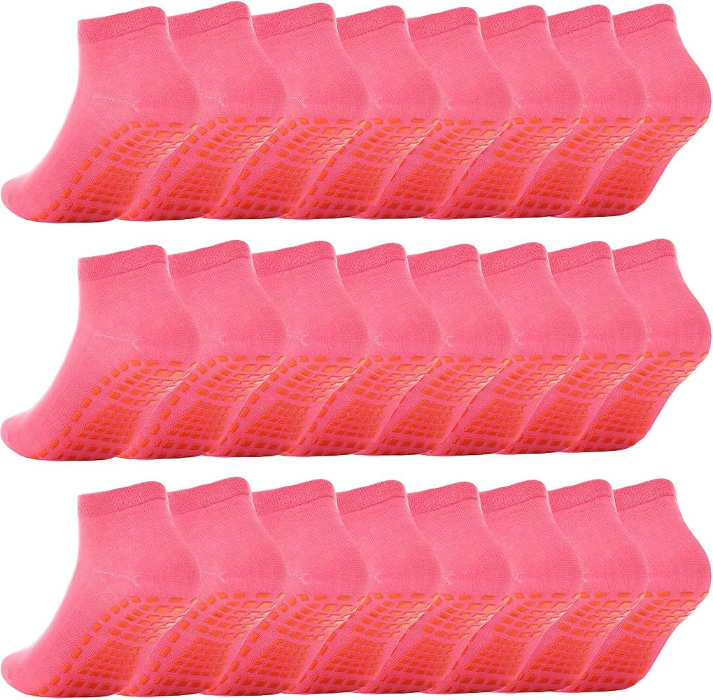 WANZHIHUI 12 Pairs Pilate Grip Socks for Women Anti-Skid Yoga Socks with Grips Hospital Socks Sol... | Amazon (US)