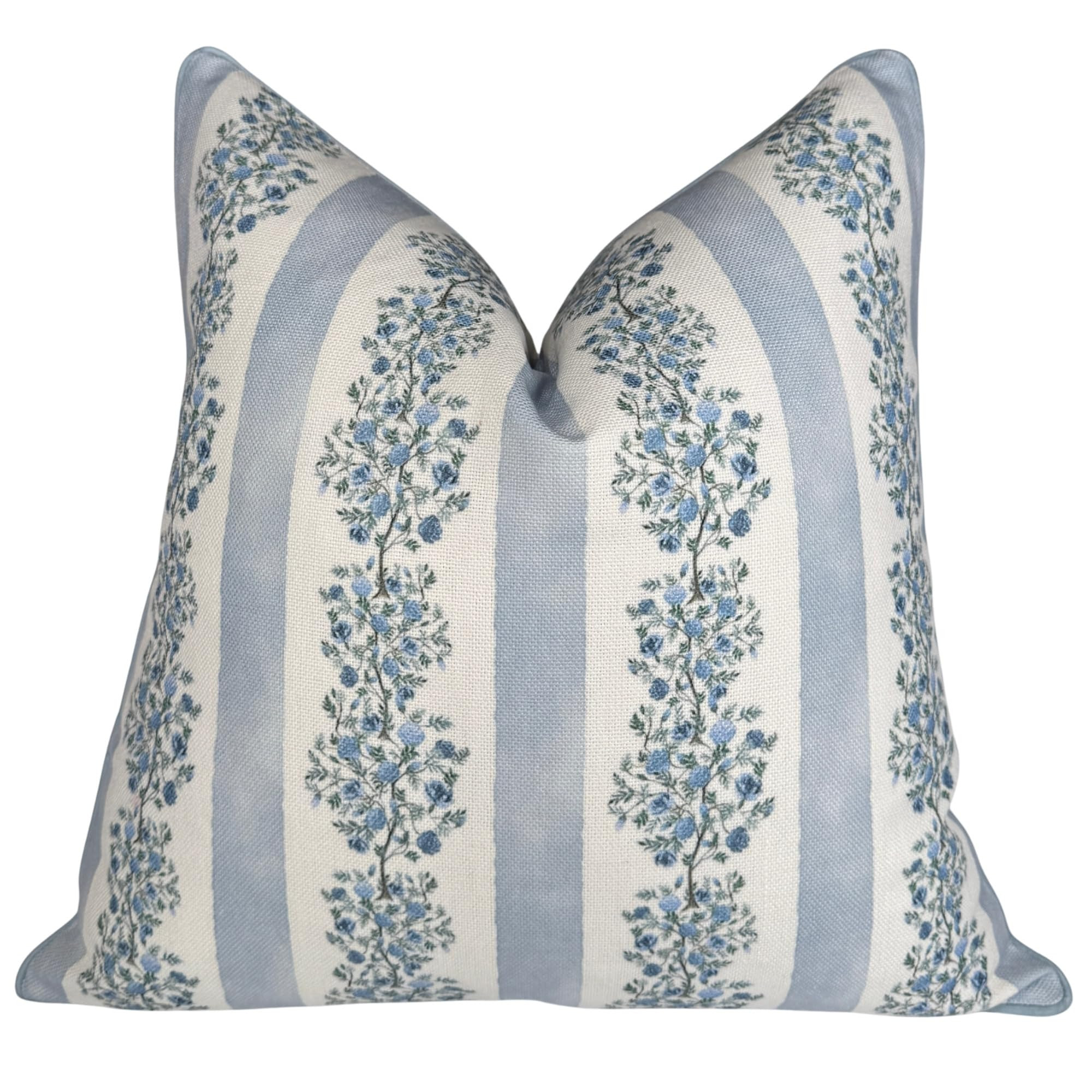 “The Juliet” Floral Block Print Pillow Cover – Soft Blue and Off-White Decorative Throw Pil... | Amazon (US)